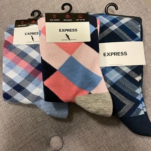 Express Men’s crew socks, size 8-13, blue printed